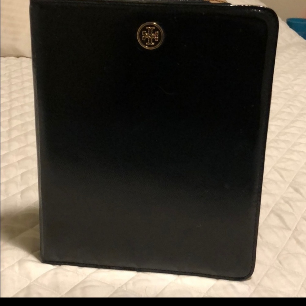 Tory Burch black patent leather ipad case.